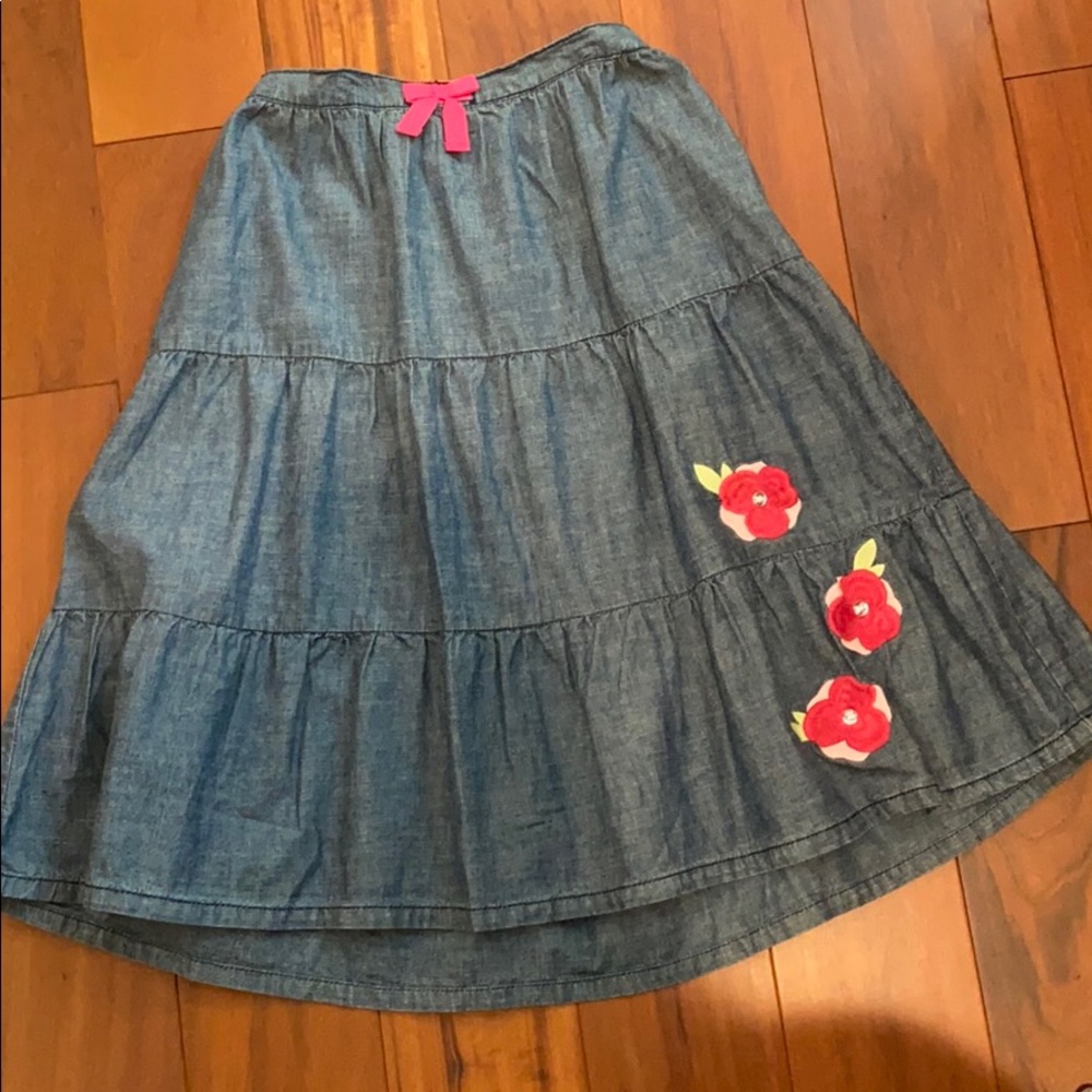 Denim Skirt Embroidered